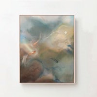 a painting of a koi fish on a wall