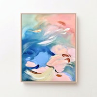 an abstract painting on a white wall