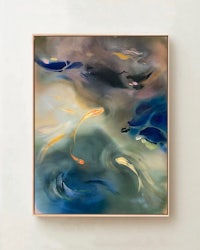 an abstract painting on a wall