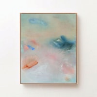 an abstract painting on a white wall