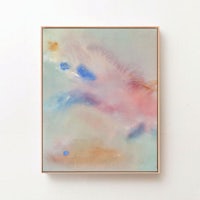 an abstract painting on a white wall