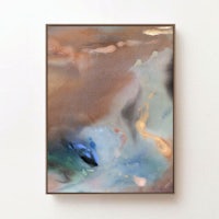 an abstract painting on a wall