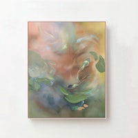 an abstract painting on a wall