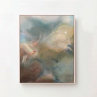 a painting of a koi fish on a wall